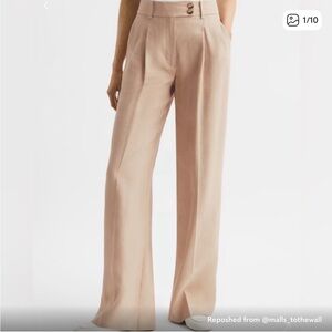 Reiss Beige Wide-Leg Pants